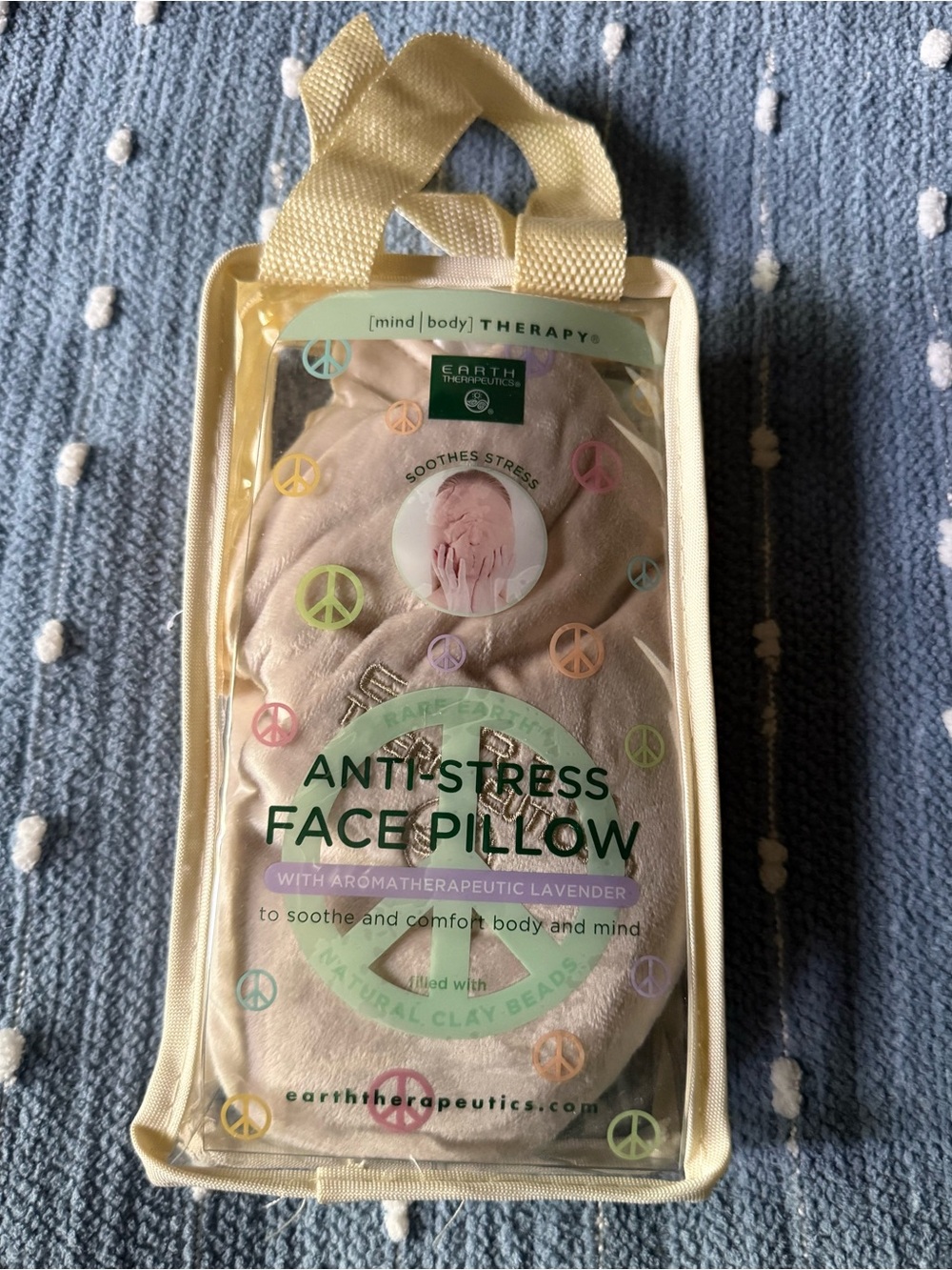 Earth Therapeutics Weighted Lavender Anti-Stress Face Pillow - Cream